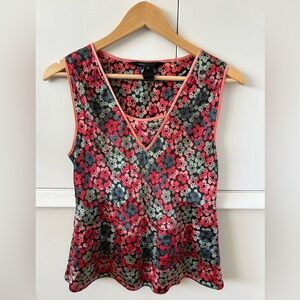 Marc Jacobs Retro floral silk Peplum Tank Top